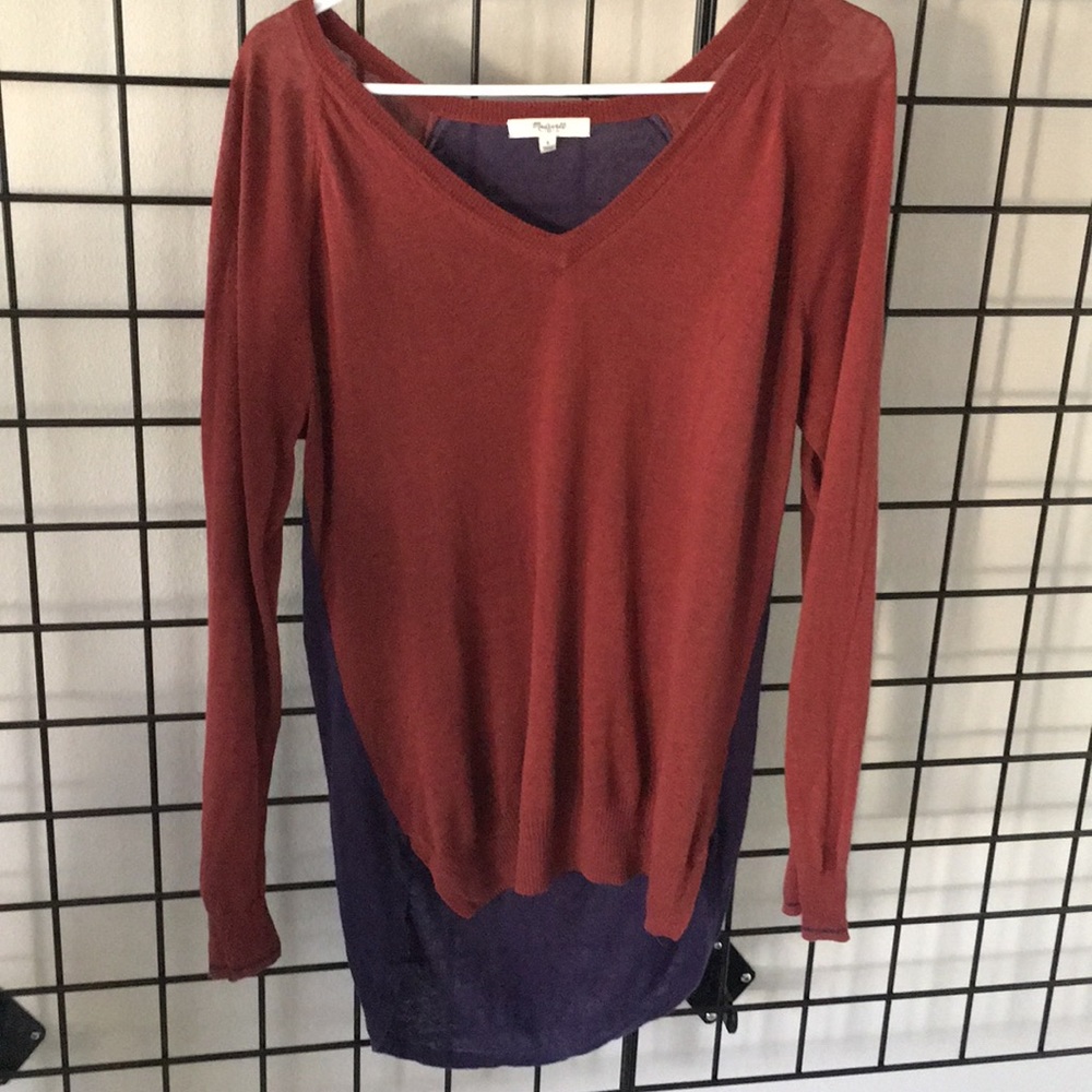 Madewell burgundy + navy sweater